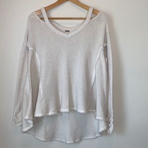 Free People Waffle Knit Cold Shoulder Top